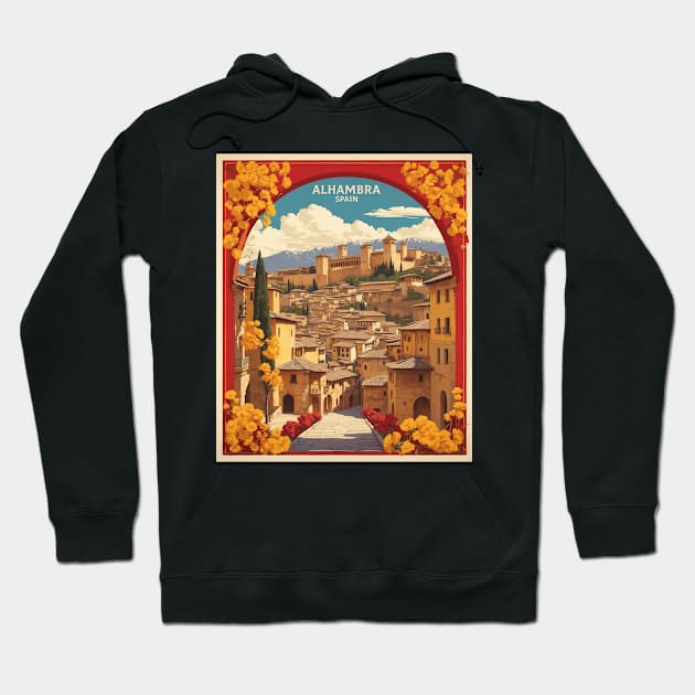 Alhambra de Pamplona Starry Night Spain Travel Tourism Retro Vintage Hoodie by TravelersGems